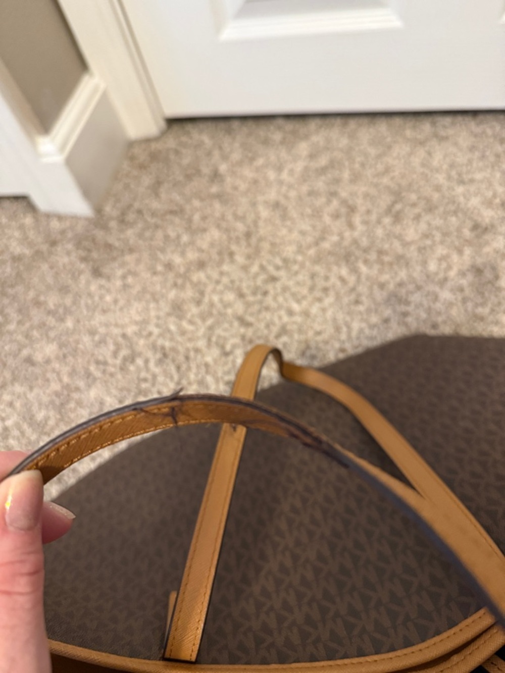 Michael Kors Brown Logo-Print Tote with Tan Trim - Picture 10 of 10